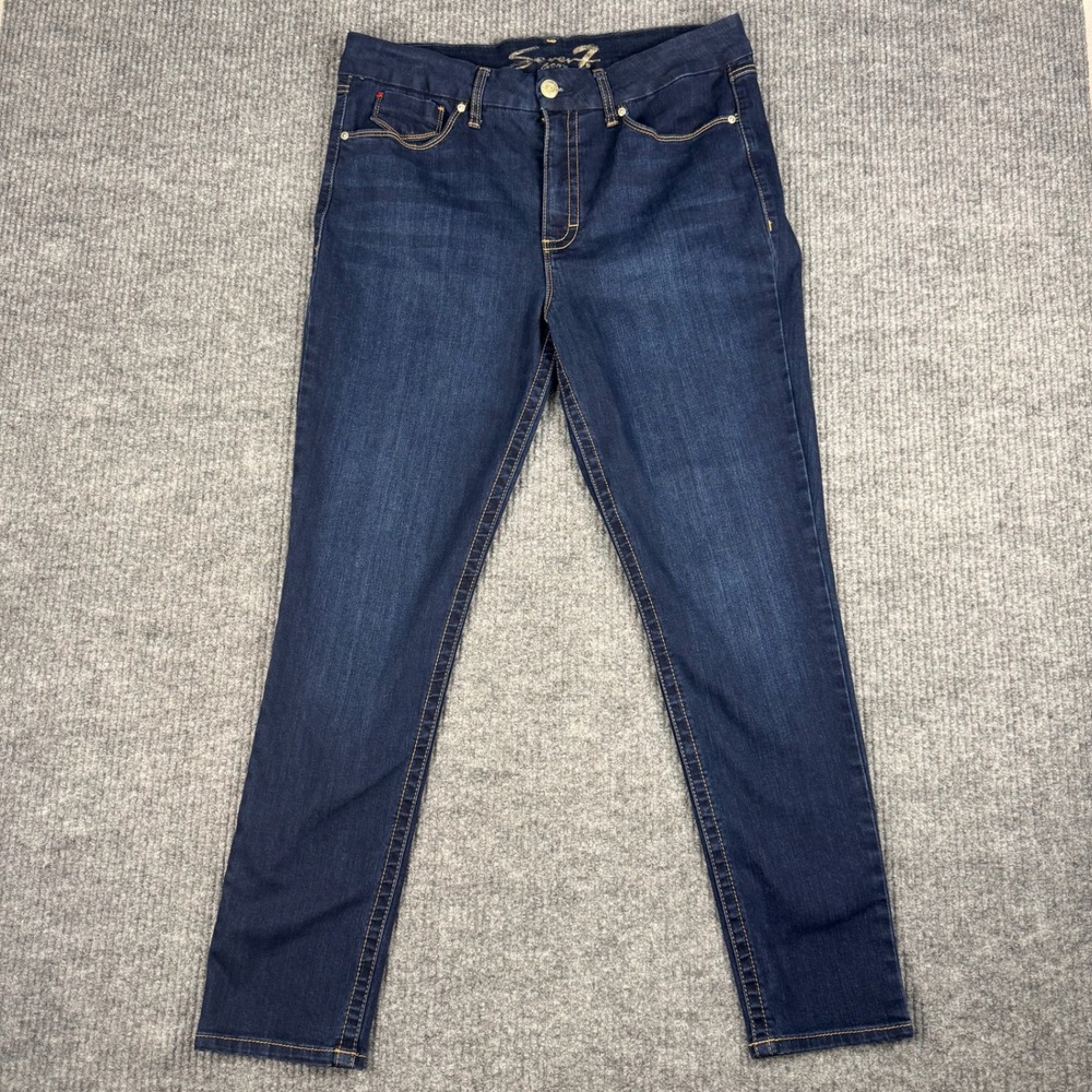 Seven7 Jeans Women 16 Tummyless High Rise Skinny Dark Wash Stretch Mid Rise